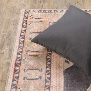 Homeroots 9' X 12' Grey And Gold Oriental Power Loom Stain Resistant Area Rug Grey,Gold Polyester 509817