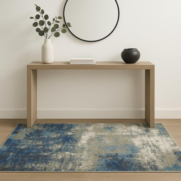 HomeRoots 2' Contemporary Abstract Power Loom Runner Rug – Stain Resistant, Perfect for High-Traffic Areas 4' X 6' 509819