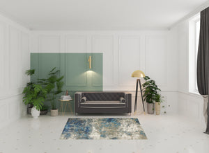 Homeroots 5' X 7' Blue Grey And Beige Abstract Power Loom Stain Resistant Area Rug Blue,Grey Polypropylene 509820