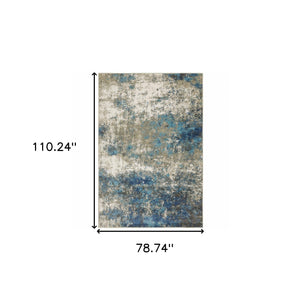 Homeroots 6' X 9' Blue Grey And Beige Abstract Power Loom Stain Resistant Area Rug Blue,Grey Polypropylene 509821