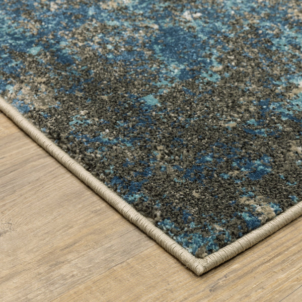 Homeroots 6' X 9' Blue Grey And Beige Abstract Power Loom Stain Resistant Area Rug Blue,Grey Polypropylene 509821
