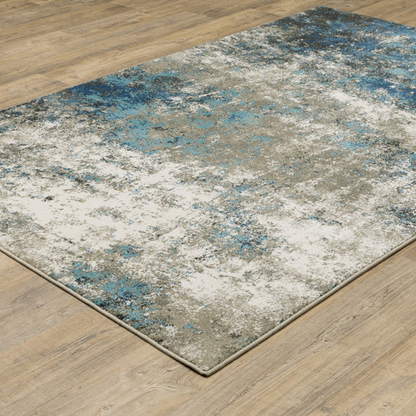 Homeroots 6' X 9' Blue Grey And Beige Abstract Power Loom Stain Resistant Area Rug Blue,Grey Polypropylene 509821