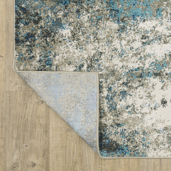 Homeroots 6' X 9' Blue Grey And Beige Abstract Power Loom Stain Resistant Area Rug Blue,Grey Polypropylene 509821