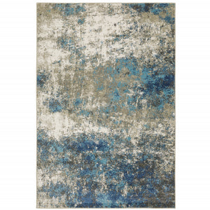 Homeroots 8' X 10' Black And Ivory Abstract Power Loom Area Rug Blue,Grey Polypropylene 509822