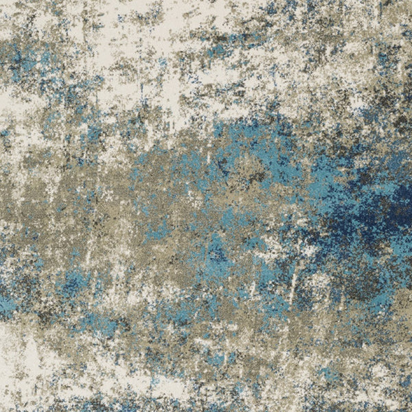 Homeroots 10' X 13' Blue Grey And Beige Abstract Power Loom Stain Resistant Area Rug Blue,Grey Polypropylene 509823