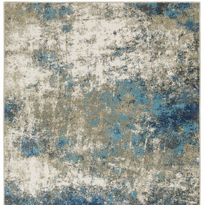 Homeroots 10' X 13' Blue Grey And Beige Abstract Power Loom Stain Resistant Area Rug Blue,Grey Polypropylene 509823