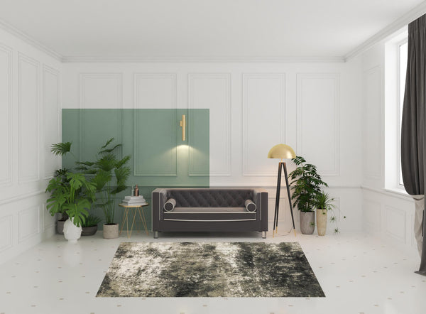 Homeroots 6' X 9' Charcoal Grey And Beige Abstract Power Loom Stain Resistant Area Rug Charcoal,Beige Polypropylene 509827