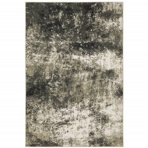 Homeroots 8' X 10' Gray And Ivory Abstract Power Loom Area Rug Charcoal,Beige Polypropylene 509828