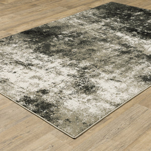 Homeroots 8' X 10' Gray And Ivory Abstract Power Loom Area Rug Charcoal,Beige Polypropylene 509828