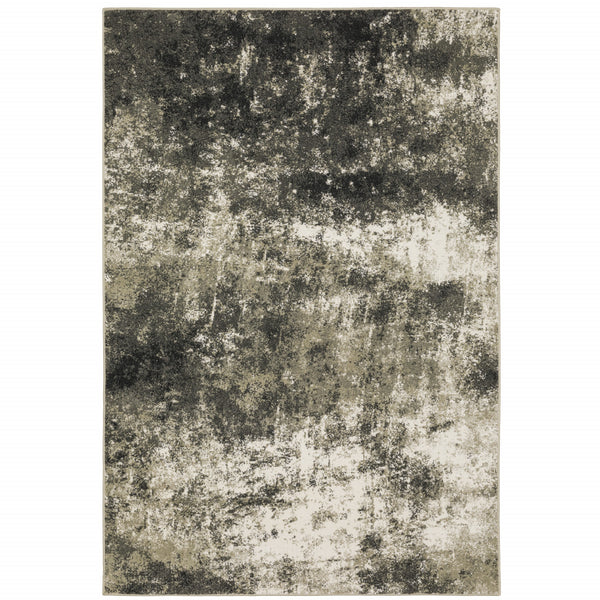 Homeroots 10' X 13' Gray And Ivory Abstract Power Loom Area Rug Charcoal,Beige Polypropylene 509829