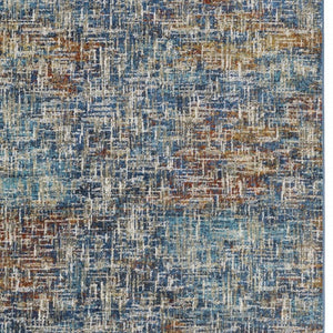 HomeRoots 2' Abstract Power Loom Runner Rug in Blue, Teal, Gold & Rust - Stain Resistant for High-Traffic Areas 4' X 6' 509831