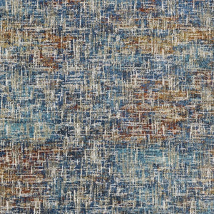 HomeRoots 2' Abstract Power Loom Runner Rug in Blue, Teal, Gold & Rust - Stain Resistant for High-Traffic Areas 5' X 7' 509832