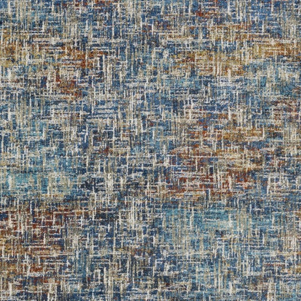 HomeRoots 2' Abstract Power Loom Runner Rug in Blue, Teal, Gold & Rust - Stain Resistant for High-Traffic Areas 5' X 7' 509832