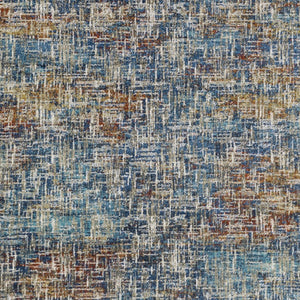 HomeRoots 2' Abstract Power Loom Runner Rug in Blue, Teal, Gold & Rust - Stain Resistant for High-Traffic Areas 7' X 9' 509833