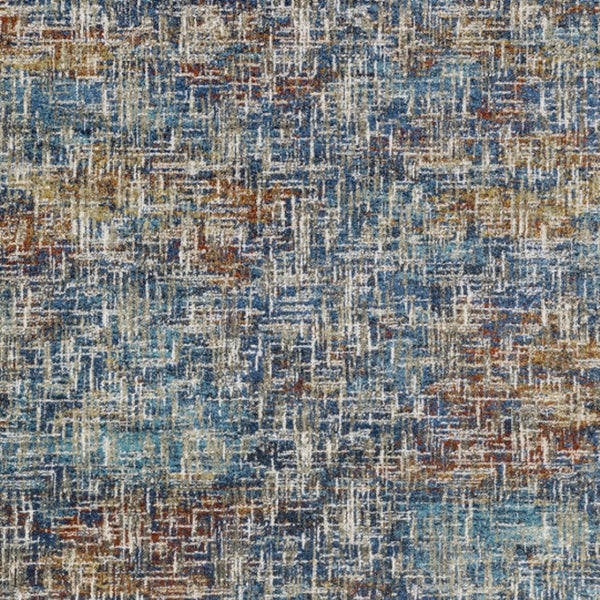 HomeRoots 2' Abstract Power Loom Runner Rug in Blue, Teal, Gold & Rust - Stain Resistant for High-Traffic Areas 7' X 9' 509833