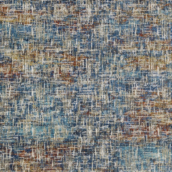 HomeRoots 2' Abstract Power Loom Runner Rug in Blue, Teal, Gold & Rust - Stain Resistant for High-Traffic Areas 8' X 11' 509834