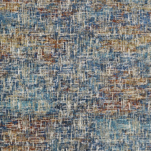 HomeRoots 2' Abstract Power Loom Runner Rug in Blue, Teal, Gold & Rust - Stain Resistant for High-Traffic Areas 10' X 13' 509835