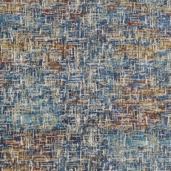 HomeRoots 2' Abstract Power Loom Runner Rug in Blue, Teal, Gold & Rust - Stain Resistant for High-Traffic Areas 10' X 13' 509835