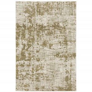 HomeRoots 2' Elegant Beige Gold and Grey Abstract Power Loom Runner Rug - Stain Resistant for High Traffic Areas 7' X 9' 509839