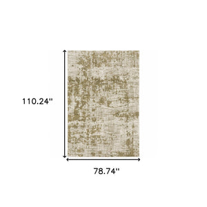 HomeRoots 2' Elegant Beige Gold and Grey Abstract Power Loom Runner Rug - Stain Resistant for High Traffic Areas 7' X 9' 509839