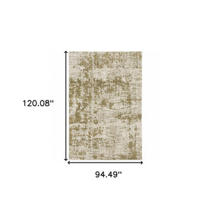 HomeRoots 2' Elegant Beige Gold and Grey Abstract Power Loom Runner Rug - Stain Resistant for High Traffic Areas 8' X 11' 509840