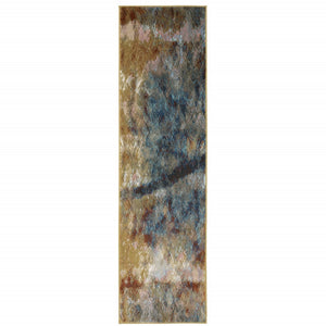 HomeRoots 2' Abstract Multicolor Power Loom Runner Rug – Stain Resistant, Modern Design for High Traffic Areas 2'3" x 7'6" 509848