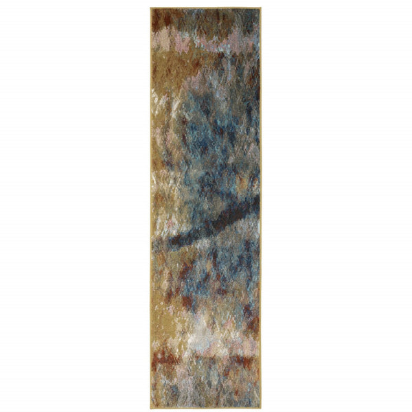 HomeRoots 2' Abstract Multicolor Power Loom Runner Rug – Stain Resistant, Modern Design for High Traffic Areas 2'3" x 7'6" 509848