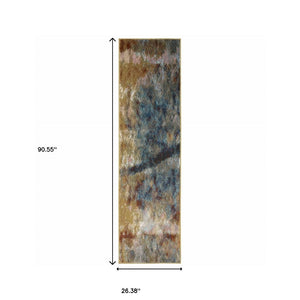 HomeRoots 2' Abstract Multicolor Power Loom Runner Rug – Stain Resistant, Modern Design for High Traffic Areas 2'3" x 7'6" 509848
