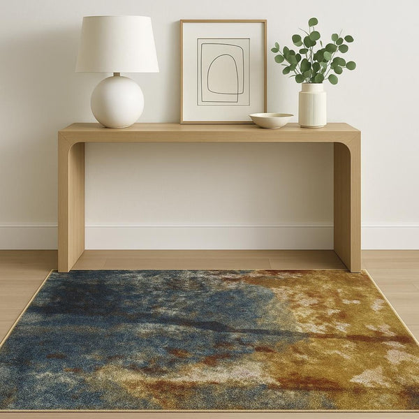 HomeRoots 2' Abstract Multicolor Power Loom Runner Rug – Stain Resistant, Modern Design for High Traffic Areas 4' X 6' 509849