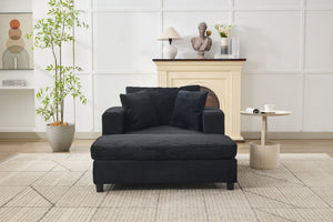 English Elm Chaise Lounge Chair With Removable Ottoman - Modern Upholstered Sofa Bed For Living Room & Bedroom Comfort W1170P353044