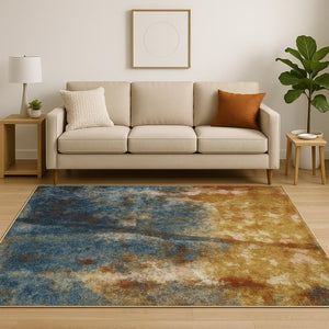 HomeRoots 2' Abstract Multicolor Power Loom Runner Rug – Stain Resistant, Modern Design for High Traffic Areas 5' X 7' 509850