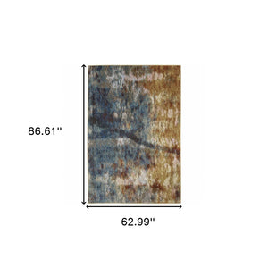 HomeRoots 2' Abstract Multicolor Power Loom Runner Rug – Stain Resistant, Modern Design for High Traffic Areas 5' X 7' 509850