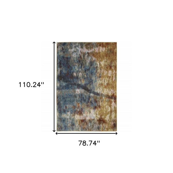 HomeRoots 2' Abstract Multicolor Power Loom Runner Rug – Stain Resistant, Modern Design for High Traffic Areas 7' X 9' 509851