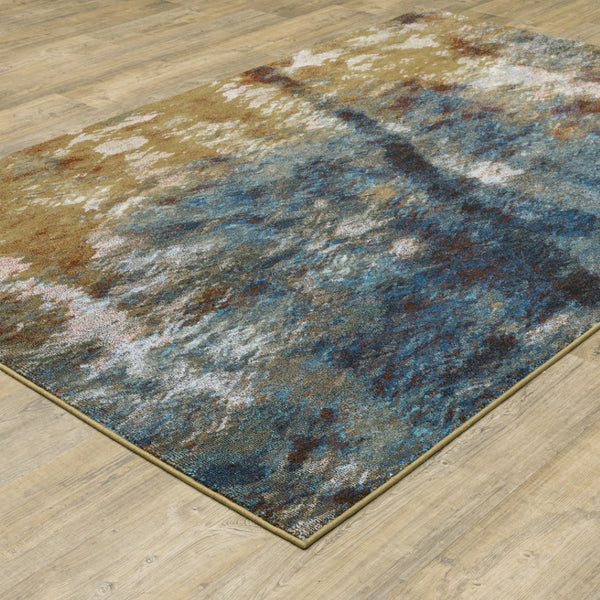 HomeRoots 2' Abstract Multicolor Power Loom Runner Rug – Stain Resistant, Modern Design for High Traffic Areas 7' X 9' 509851