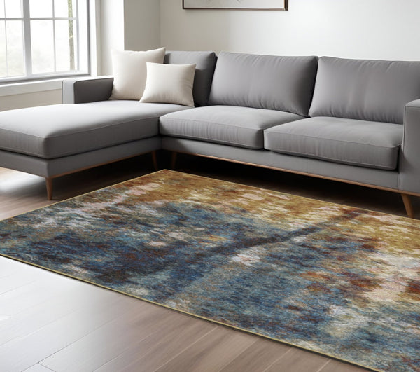 HomeRoots 2' Abstract Multicolor Power Loom Runner Rug – Stain Resistant, Modern Design for High Traffic Areas 8' X 11' 509852
