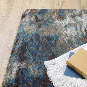 HomeRoots 2' Abstract Multicolor Power Loom Runner Rug – Stain Resistant, Modern Design for High Traffic Areas 8' X 11' 509852