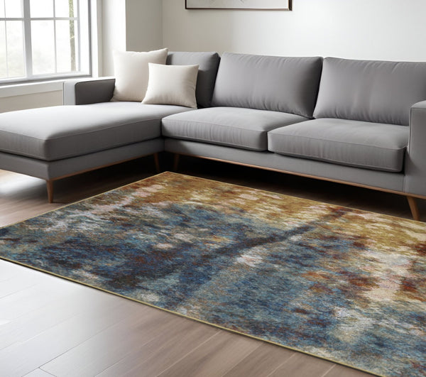 HomeRoots 2' Abstract Multicolor Power Loom Runner Rug – Stain Resistant, Modern Design for High Traffic Areas 10' X 13' 509853