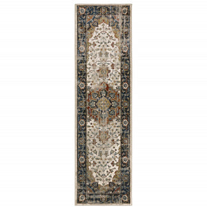HomeRoots 2' Elegant Oriental Runner Rug for High-Traffic Areas - Stain Resistant, Timeless Design, 2' x 8' 2'3" x 7'6" 509854