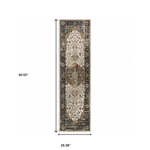 HomeRoots 2' Elegant Oriental Runner Rug for High-Traffic Areas - Stain Resistant, Timeless Design, 2' x 8' 2'3" x 7'6" 509854