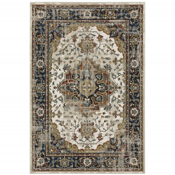 HomeRoots 2' Elegant Oriental Runner Rug for High-Traffic Areas - Stain Resistant, Timeless Design, 2' x 8' 4' X 6' 509855