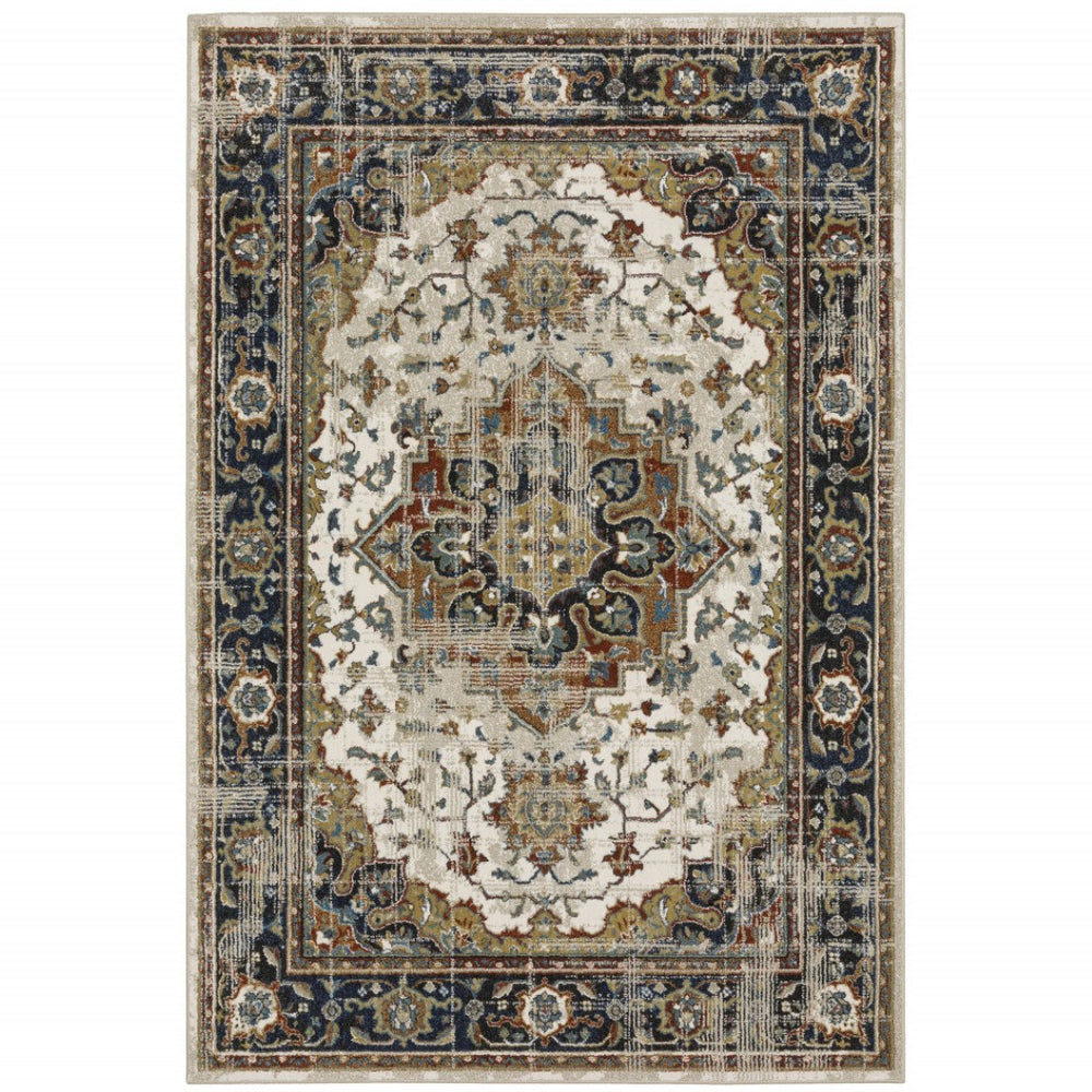 HomeRoots 2' Elegant Oriental Runner Rug for High-Traffic Areas - Stain Resistant, Timeless Design, 2' x 8' 5' X 7' 509856