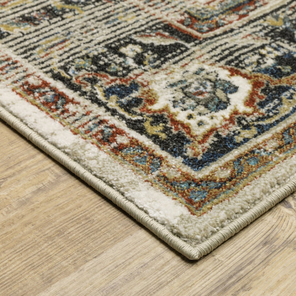 HomeRoots 2' Elegant Oriental Runner Rug for High-Traffic Areas - Stain Resistant, Timeless Design, 2' x 8' 5' X 7' 509856
