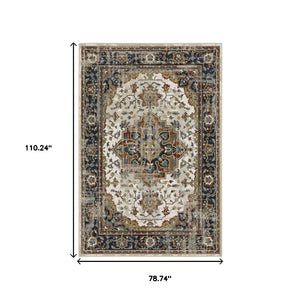 HomeRoots 2' Elegant Oriental Runner Rug for High-Traffic Areas - Stain Resistant, Timeless Design, 2' x 8' 7' X 9' 509857