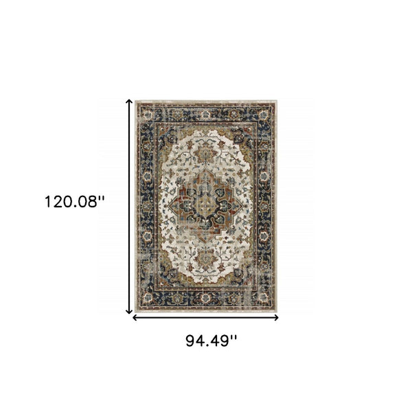 HomeRoots 2' Elegant Oriental Runner Rug for High-Traffic Areas - Stain Resistant, Timeless Design, 2' x 8' 8' X 11' 509858