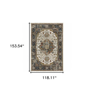 HomeRoots 2' Elegant Oriental Runner Rug for High-Traffic Areas - Stain Resistant, Timeless Design, 2' x 8' 10' X 13' 509859