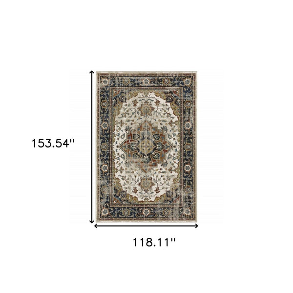 HomeRoots 2' Elegant Oriental Runner Rug for High-Traffic Areas - Stain Resistant, Timeless Design, 2' x 8' 10' X 13' 509859