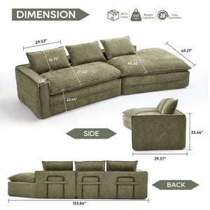English Elm Modern Minimalist Modular Sectional Sofa - Stylish Cloud Couch With Right-Facing Chaise For Cozy Living W2959S00013