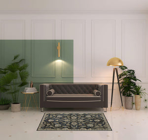 Homeroots 4' X 6' Charcoal Blue Gold Rust And Beige Oriental Power Loom Stain Resistant Area Rug Charcoal,Blue Polypropylene 509861