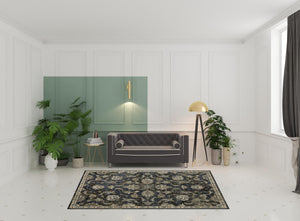 Homeroots 6' X 9' Charcoal Blue Gold Rust And Beige Oriental Power Loom Stain Resistant Area Rug Charcoal,Blue Polypropylene 509863