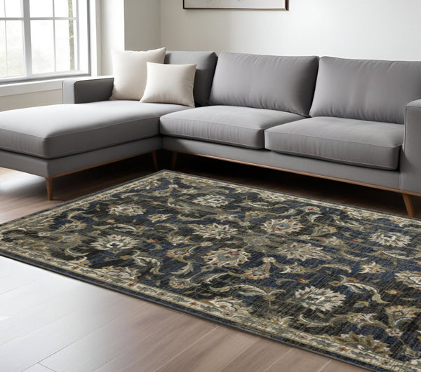 HomeRoots 2' Vintage Charm Oriental Power Loom Runner Rug – Stain Resistant, Durable for High-Traffic Areas 7' X 9' 509863